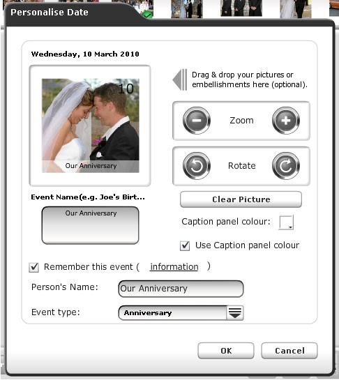 Online Software – Personalise dates and save Private Events for next year