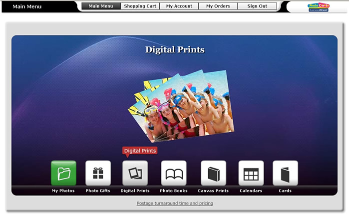 Online Software – At Main Menu, select Digital Prints