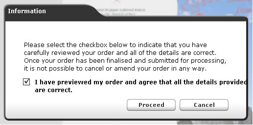 Online Software - Mandatory checkbox to confirm your order
