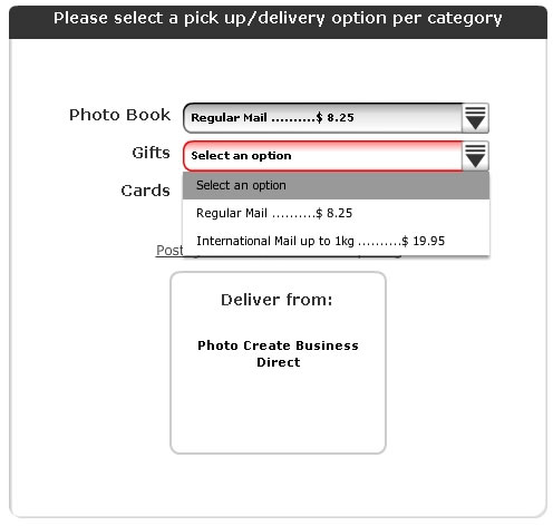 Online Software – At Delivery window, select Delivery option, then click “Next”
