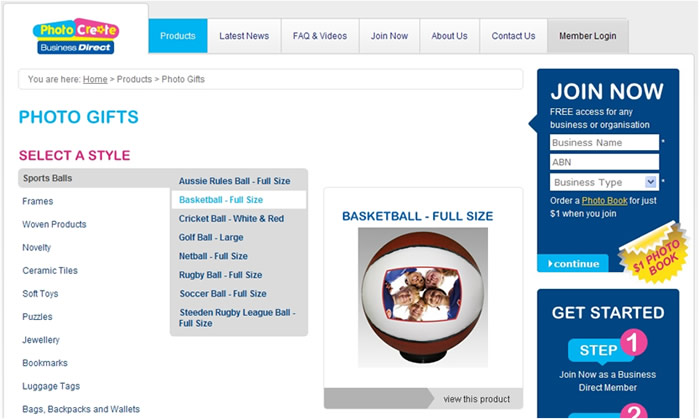 Website – Shows search for a Basketball
